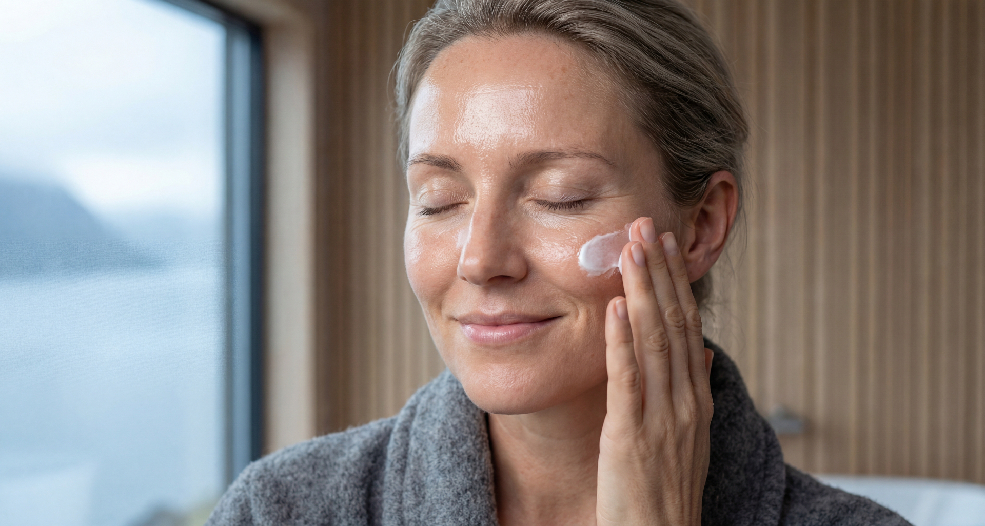 Aplicación del sérum facial Valkyrie sobre la piel